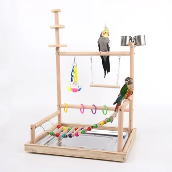 תוכי מחמד לשחק עמוד עץ מלא עומד מקל ציפור על הענף סווינג צעצועים הסולם אימון אינטראקטיבי כלים מצחיק ציפור בכלוב אספקה